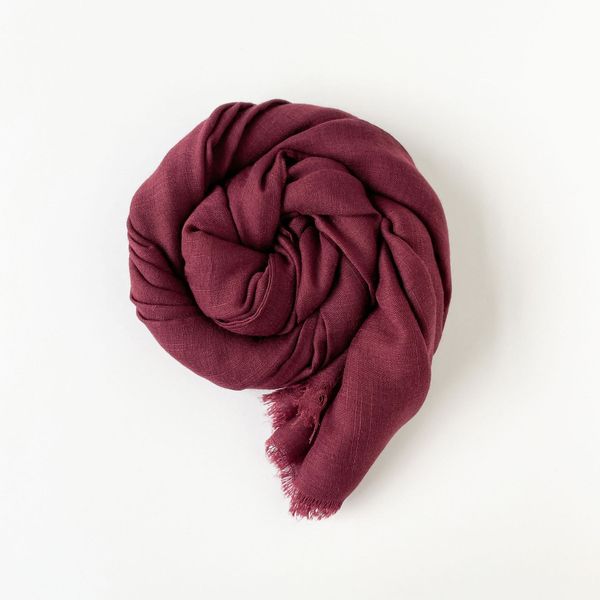 

8031 Solid color imitation cotton and linen gauze scarf imitation pearl chiffon long