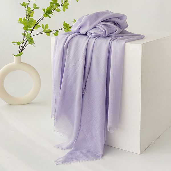 

Simple solid color vintage imitation cotton and linen scarf --834010