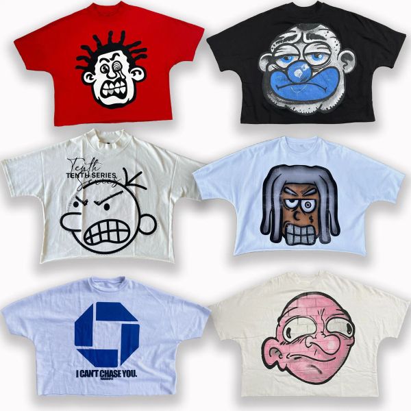 

Designer Men's T Shirt Men's Women's Punk Hip Hop Style Pattern T Shirt Oversized Harajuku Loose Short Sleeve Blutosatire Boxy fit Tee BFG2502272, Gold