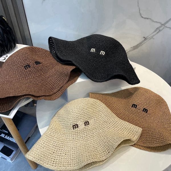

straw bucket letter simple beach weave designers designer hat for women prevent sun protection holiday hats, A1