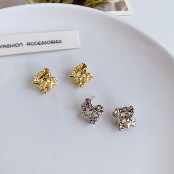 

S925 silver needle irregular pleated geometric earrings, small and unique earrings, trendy cold and indifferent style earrings 657