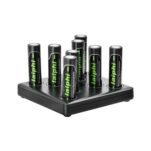 Laiphi AA AAA 1.5V Lithium Rechargeable Battery Charger Set, 8 slots Magnetic Charger, charging 8AA batteries or 8AAA at one time, Factory Direct Sale