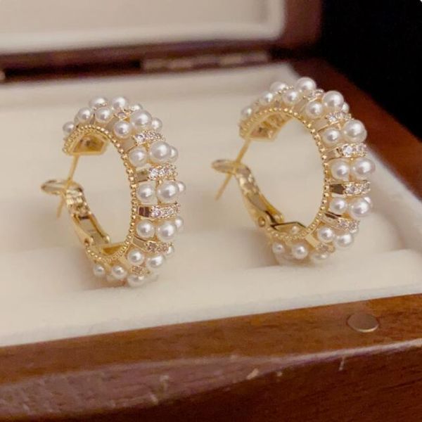 

Luxury Earrings Designer 18k Gold Plated Pearl Earrings for Women Earrings Wedding Party Jewelry Gifts