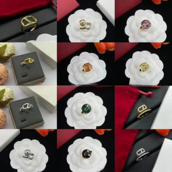 

Luxury Band Rings Classic Crystal Opening Ring 18k Gold Plated Designer Wedding Rings for Women Bridal Party Jewelry