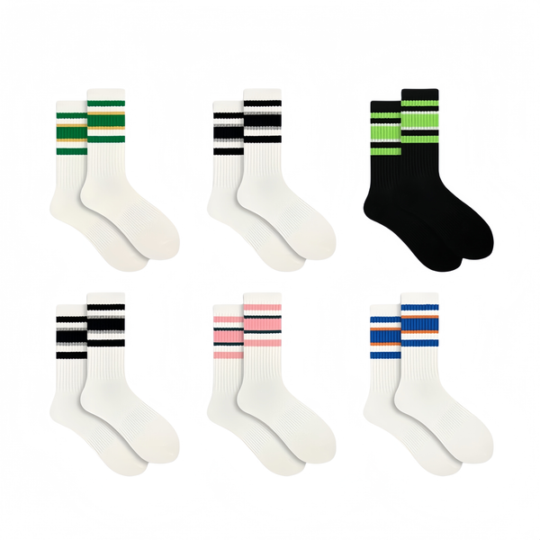 

Korean Style Striped Mid-Calf Socks for Men & Women - Trendy Streetwear Couple Set, Green