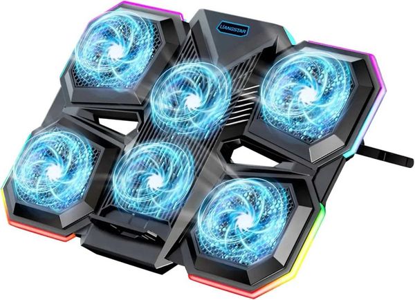 Laptop Cooling Pad Gaming Laptop Cooler Laptop Fan Cooling Stand with 6 Quiet Fans for 15.6-17.3 Inch 7 Height AdjustableXJ220228