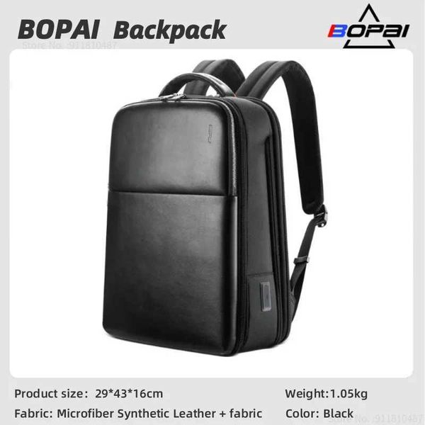 BOPAI 2022 Mens Backpack 15.6-inch Laptop Business Wide Backpack USB Charging Bag Travel Outdoor Mens Wet Dry Separate Backpack Z250224