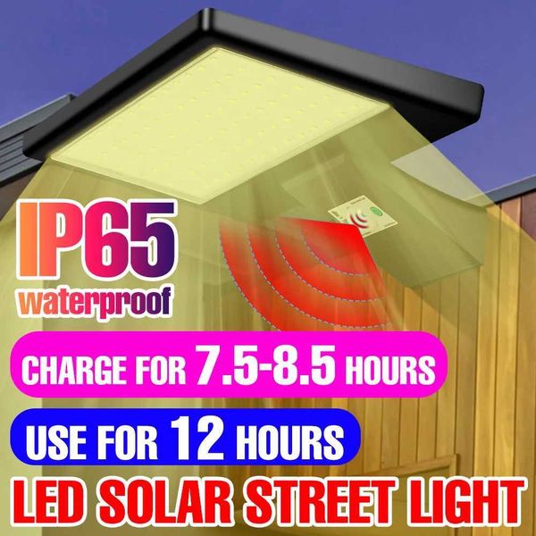 LED Solar Outdoor Lights Waterproof Street Lamp Motion Sensor Floodlight Warm White For Garden Lighting LED External Solar Lamp Z250301