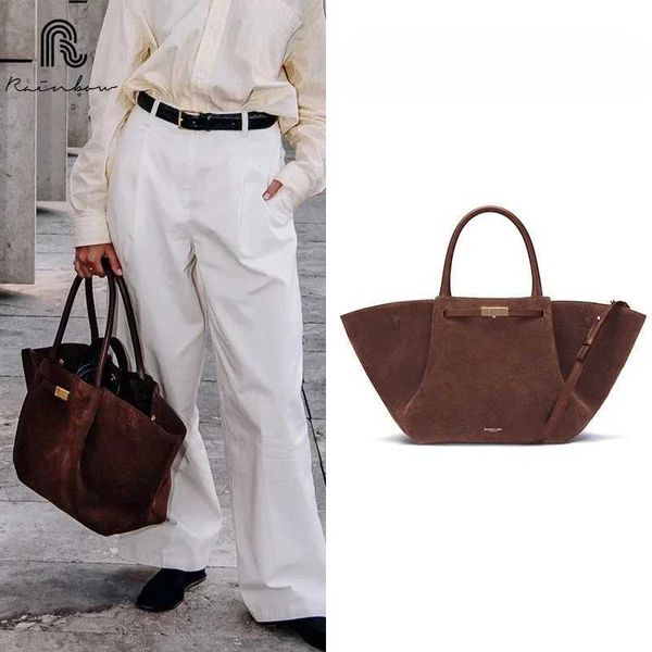 

2025S Designer RAINBOW suede leather Large Capacity Brand Design Womens Bag Solid High-end Shopping Fashion Ladies Handba250222 Shoulder crossbody women, Browns