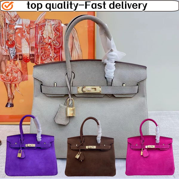 

Top Quality - Velvet Leather Handbag Women's Crossbody Bag Classic with Lock Key Portable Crossbody Bag 35cm 30CM Luxury Bag, 6 suede