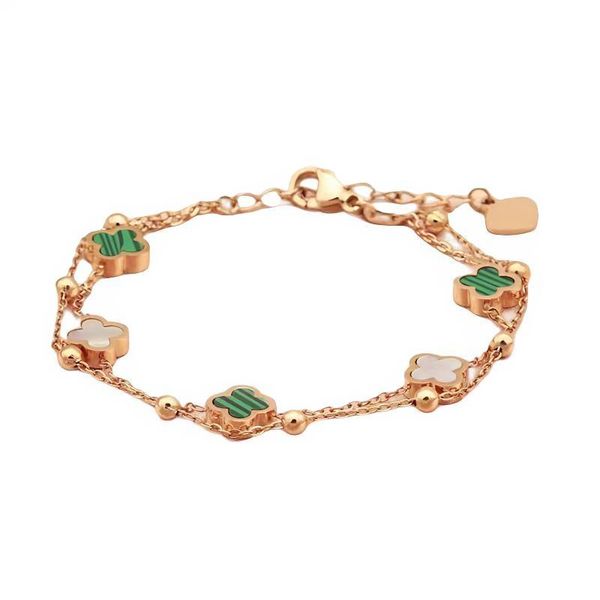 

Rose Gold Bracelets Designer Women Fold Double Layer Bracelet Jewelry Ttanium Steel Shells Lady Bracelet Fashion Bijoux Luxe Gift Length 20cm