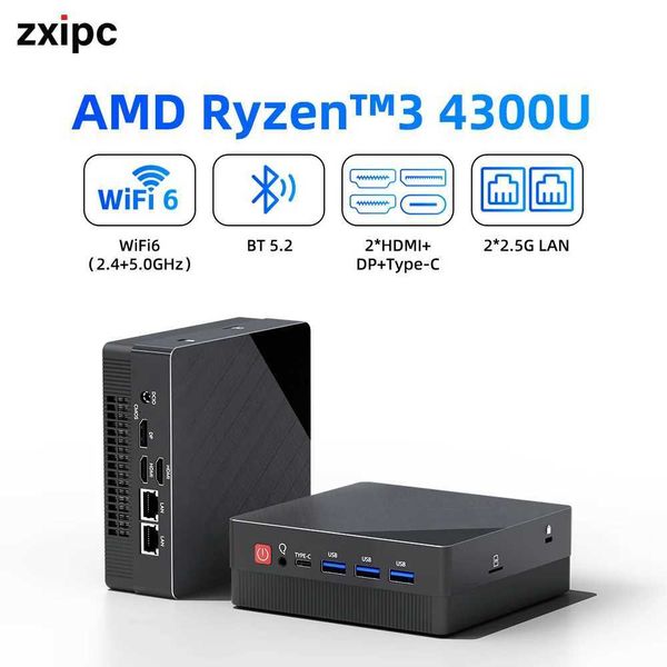 ZXIPC Ryzen 3 4300U New Mini PC Windows 11 Pro 32GB 1TB DDR4 WIFI6 BT5.2 Dual Channel Desktop for Office Gaming X250602
