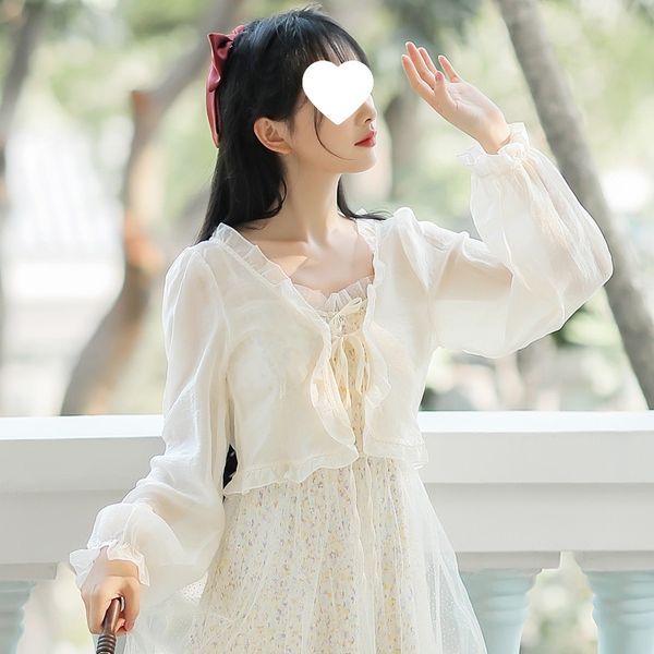 K903 Small jacket with suspender skirt, chiffon sunscreen cardigan, thin women's small shawl outer cover, summer foreign trade agency