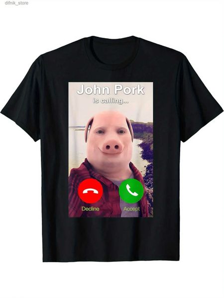 2025 Pig Meme John Pork Is Calling Answer Call John Pork Is Calling Shirt Funny John Pork Meme Men Women T-Shirt y2506033498