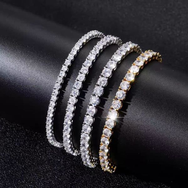

Moissanite Tennis Bracelets for women 925 Sterling Silver Full Diamond Designer Bracelet 14k Gold Plated Bracelet Hip Hop Jewelry Men with Box 4mm