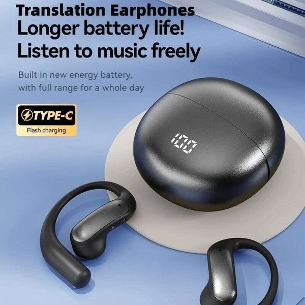 M118 Translation Headphones Real Time AI Translator Earbuds Compatible 5.4 Two-Way Smart Voice Hanging Wireless Earphones