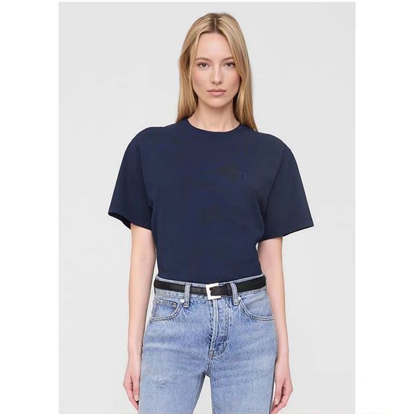 

25ss Classic Embroidered Tees Navy Blue Cotton Women Short Sleeve T-Shirt Designer Loose Summer Soft T Shirts, Fuchsia