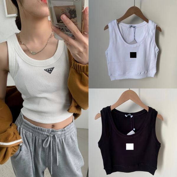 

25ss Designer Brands Women's Knitted Tank T Shirt Tops Fashion Sexy Crop Top High Elasticity Slim Fit Camis Sleeveless Vest Top Braces Tanks Camisole Top For Women, Olive
