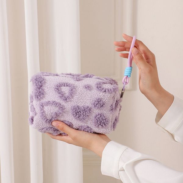 AX72-Solid color simple corduroy cosmetic bag travel portable carry-on clutch bag with zipper toiletries storage bag