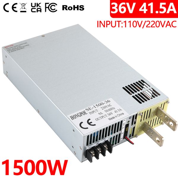 HONGPOE 1500W 36V High Power 0-36V Adjustable Power Supply 36VDC AC-DC 0-5V Analog Signal Control Driver Transformer 36V 41.5A 110VAC/220VAC Input