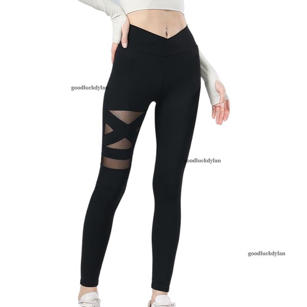 

High-Waisted Yoga Pants with Lift-Up Design - Sexy Mesh Fitness Leggings, White.