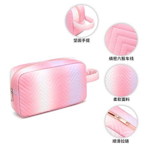 A346-Solid color simple corduroy cosmetic bag travel portable carry-on clutch bag with zipper toiletries storage bag