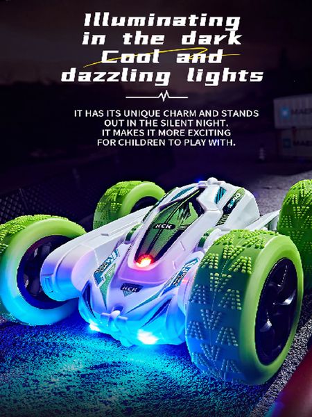 Lower Price Cost but High Quality Design 1PCS Twist Car 2.4G Remote Control RC 4X4 High Speed Control Double-Sided Four-Wheel Rollover RC Stunt Car Kids Toys