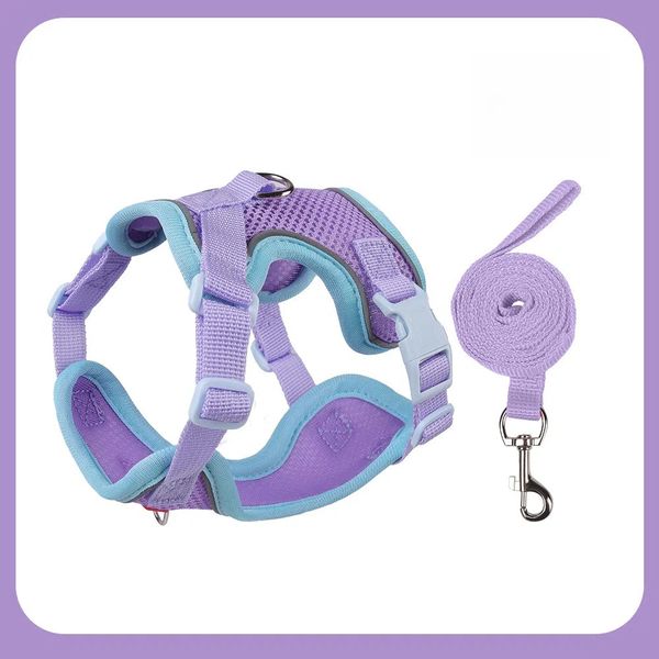 

Adjustable Breathable Mesh Pet Harness and Leash Set for Cats &  Dogs with Reflective Strips, Red