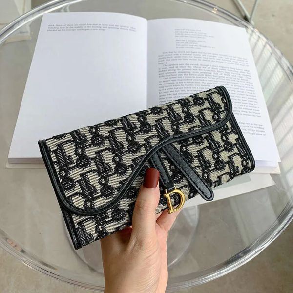 

Designer bag Wallet Women's Fashion Canvas Purse Short Large Capacity Multiple Card Slots Multifunctional Folding Long Style Women's Trifold Wallet, Black short style