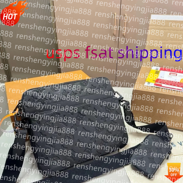 

High Quality Designer bags mens womens POCHETTE TRIO Cross Body Wallets Leather tote bag Patchwork handbag shoulder bags Totes Purse Crossbody Bag with dust bag A9, Black