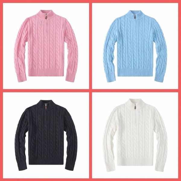 

Men's Sweater Designer Men's Warhorse Embroidery Breathable Beach Cotton Half Zipper Men's polos Sweater, Orange