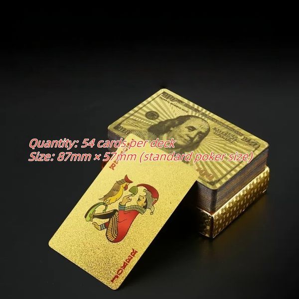 Premium Matte Frosted Party Decorations with Gold Dollar Pattern | Size: 87 x 57 mm Texas Hold'em Cards