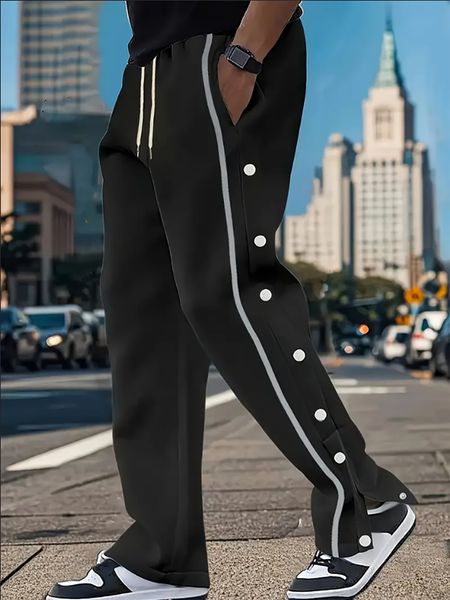 

Mens Casual Trousers with Side Slit Design - Stylish Comfortable Pants, Black