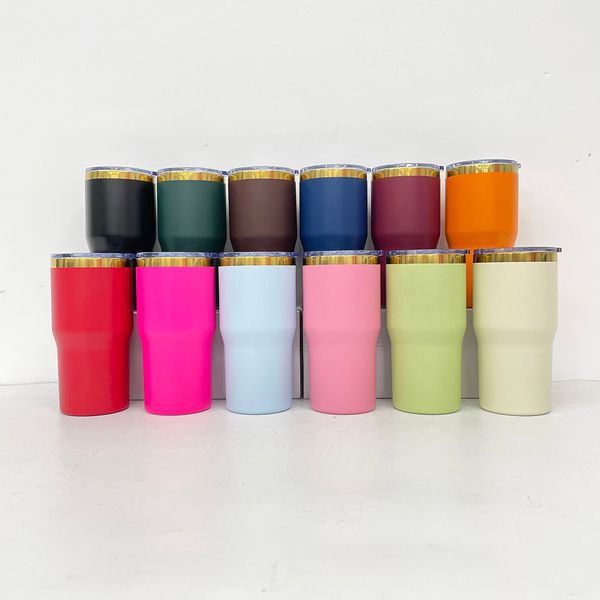 Powder coated 20oz mirror gold plated double walled stainless steel tumbler vacuum insulated travel coffee curved mugs with slide lids for laser engraving