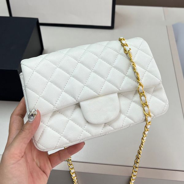 

Designer Crossbody Bag Handbags For Women Leather Shoulder Bag Synthetic Leather Caviar Cowhide Classic Flap With Gold Chain White Purse Designer Handbag, Ivory