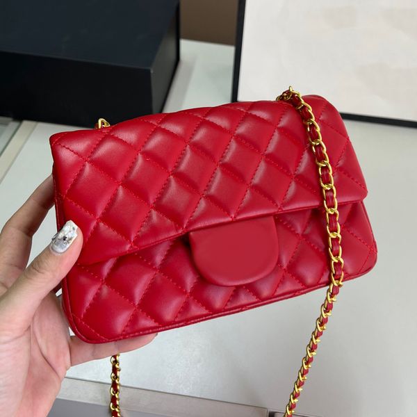 

Designer Bag Handbag High Quality Luxurys Handbags Shoulder Purse For Women Synthetic Leather Sheepskin Classic Flap With Gold Chain Shoulder Purse Crossbody Bag, Pink