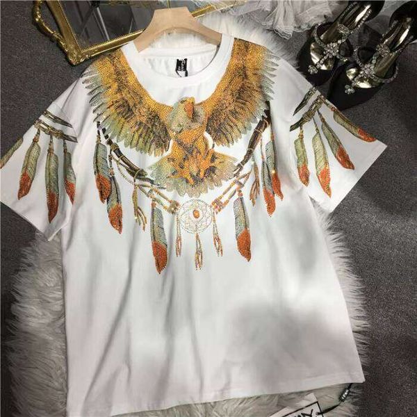 

Extra Large Short Sleeve Light Hot Dia Top Loose Heavy Craft Double-Sided print T-Shirt Men's fashion Waterdrill T-shirt Men'sfashionT-shirt, Black