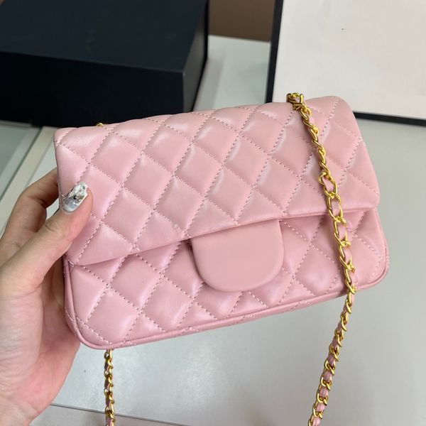 

Designer Crossbody Bag Handbags For Women Leather Shoulder Bag Synthetic Leather Sheepskin Purses Classic Flap With Gold Chain Small Purse Designer Handbag, Pink