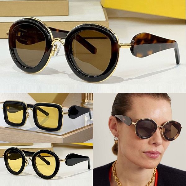 

Luxury Woman oval shape Sunglasses LW40150 Mens casual brand sunglasses 100% UV resistant with gold decorative logo legs nylon lens design Man sunglasses LW40149