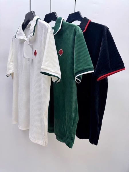 

25ss Casabalnc Top Quality Trendy New Spring Summer Zipper Lapel Pullover Polo Shirts Loose Men and Women Luxury Designer Cotton Versatile Short Sleeve Polos t shirt, Lightyellow