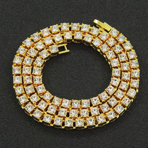 

4MM Tennis Chain Necklaces For Women Men Plated Gold Iced Out Zircon Cuban Link Chains for Men Full Diamond Necklace Bijoux Luxe