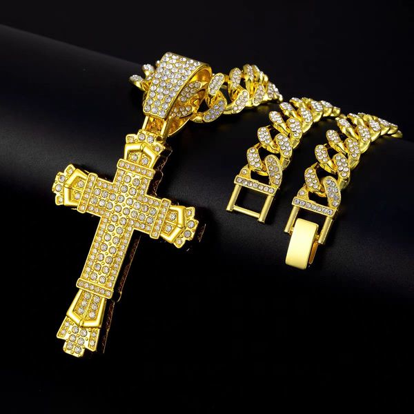 Gold Moissanite Designer Pendant Necklaces for Men Hip Hop Iced Out Cuban Link Chain Jewelry Cross Full Diamond Luxury Necklace Men Bijoux Luxe Gift