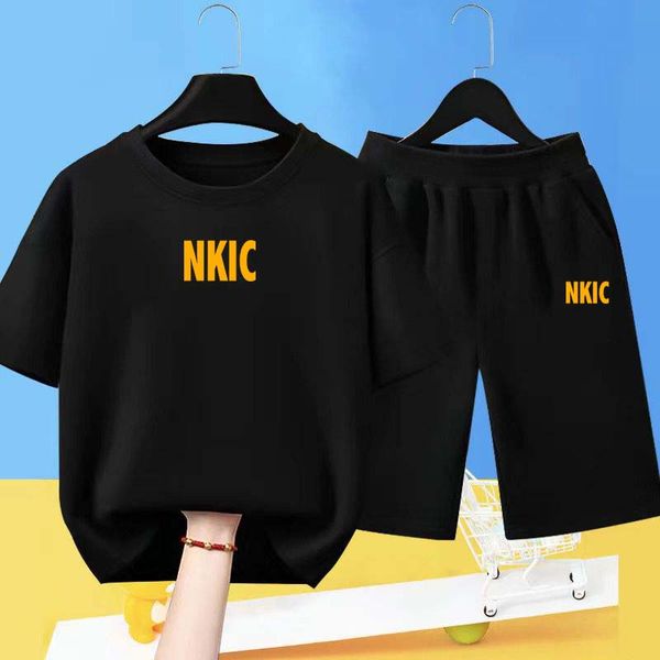 

Summer Baby Girl Boy Clothes Set Children letter Printed Cotton T-shirt and Short Two Pieces Suit Kid Shorts Sleeve Brand Tracksuit 2-13 Years, Sky blue 1