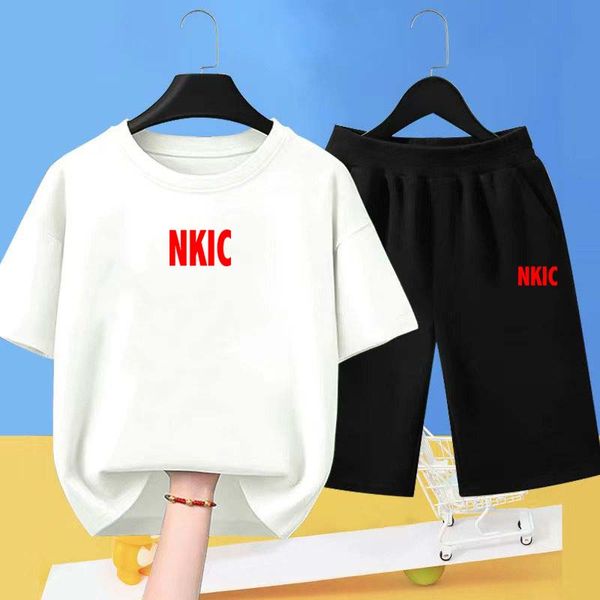 

Summer Baby Boy Brand Clothes Set Children Girls letter Printed T-shirts and Shorts 2 Pieces Suit Kid Short Sleeve Top Bottom Outfits, Sky blue 1