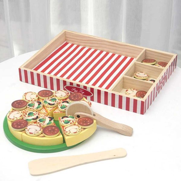 Wooden Pizza Play Food Set Pretend Food And Pizza Cutter Toy For Kids Ages 3+ Pretend Cutting Food Toys Perfect Gift for Kids XJ250609