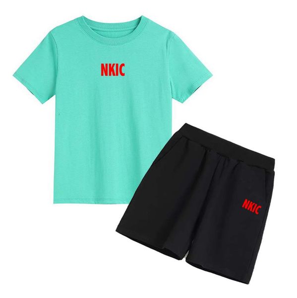 

Children's Set Summer Short Sleeved Two-piece Sportswear for Boys Casual 100% Cotton T shirt Daily Children's Brand Clothing 2-13 Years, Blue 1