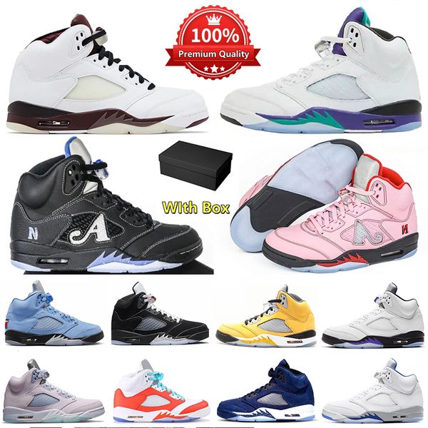 

Designer Basketball Shoes 5 5s Sports Sneakers With Box Men Women Racer Blue Arctic Pink Fire Red Wolf Grey Sail Lucky Green Black Cat Leather Fashion Trainers, Beige