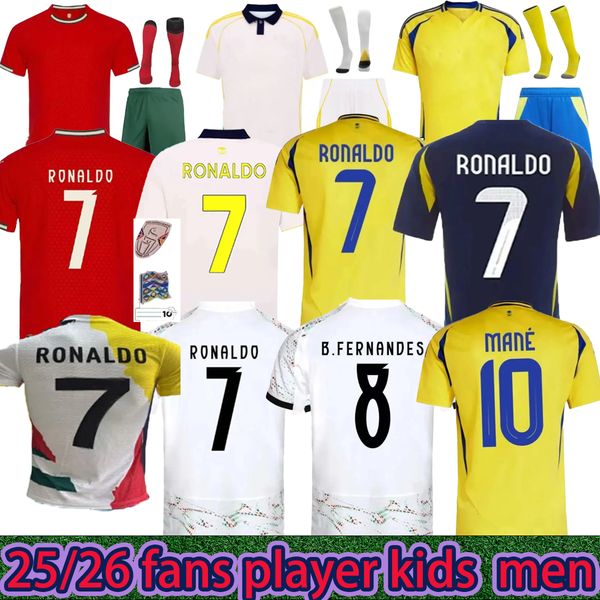 24 25 Portugal Ronaldo soccer jerseys Portuguese BERNARDO B.FERNANDES uniform 2025 Al Nassr FC jersey MANE Men Kids Fans Player Version Saudi CR7 boys Football shiirt