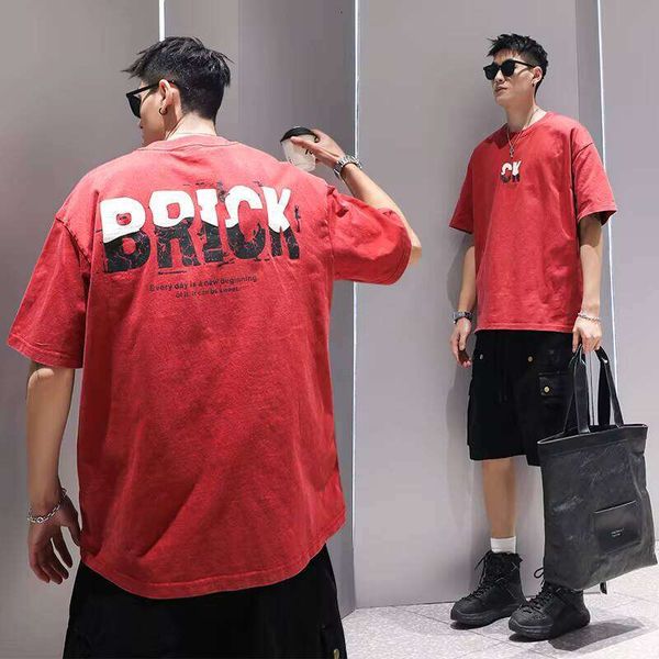 

Clothing Puff Print Letter Short Sleeve 100% Cotton 240g Fashion Brand Men's T-Shirt, Black