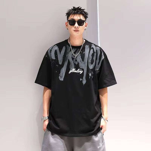 

Clothing Printed Letter 100% Cotton O-neck Short Sleeve Casual Loose Hip-hop Style Men's T-shirt, White